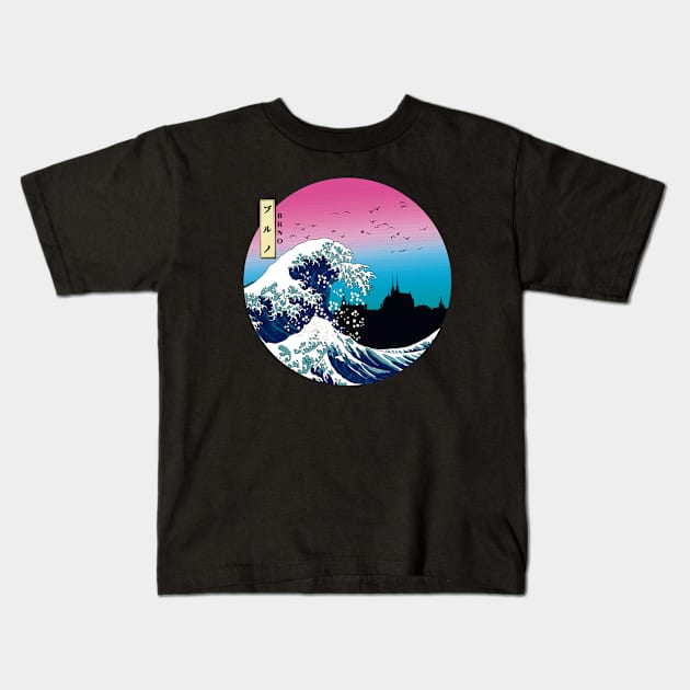 Brno Kanagawa Wave 90s Kids T-Shirt by Ferrazi